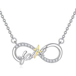 Diamond Infinity Faith Necklace 925 Sterling Silver Cross Pendant NWT